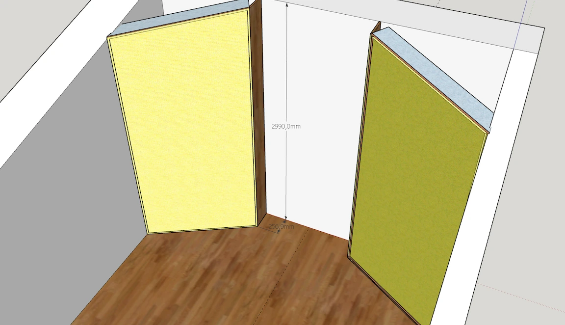 Vue 3D des panneaux absorbants arrière